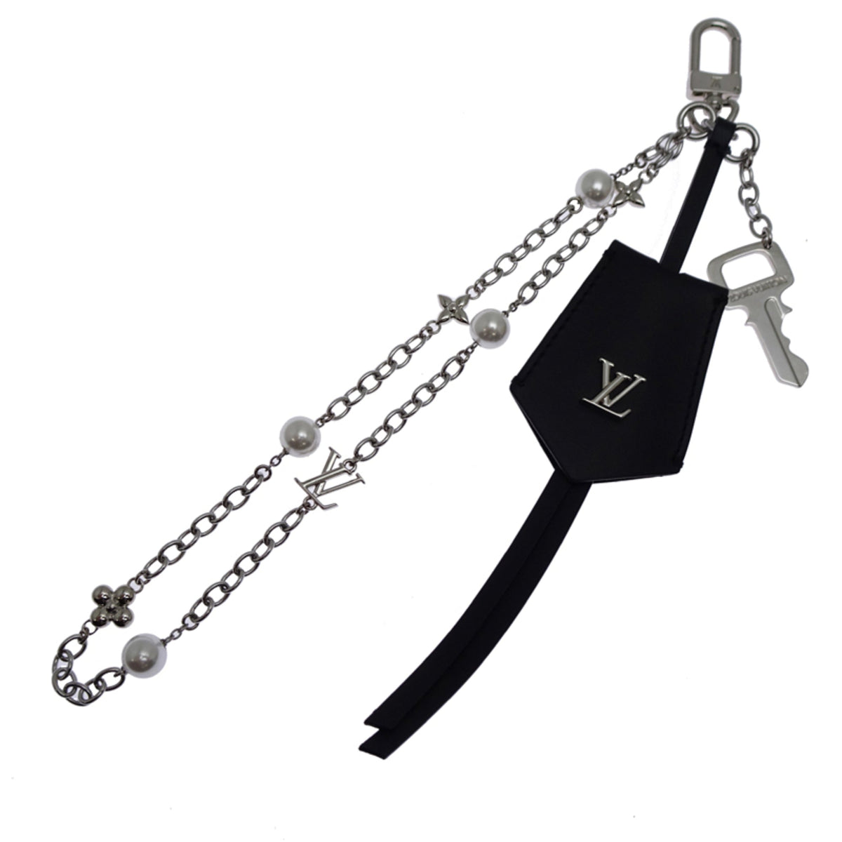 Charm Leather and Metal Black and Silver Handbag Charm