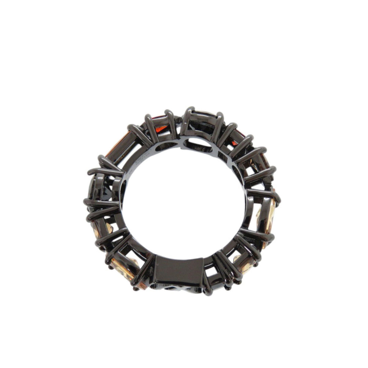 Band Ring Metal Black With Colored Stones