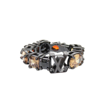 Band Ring Metal Black With Colored Stones