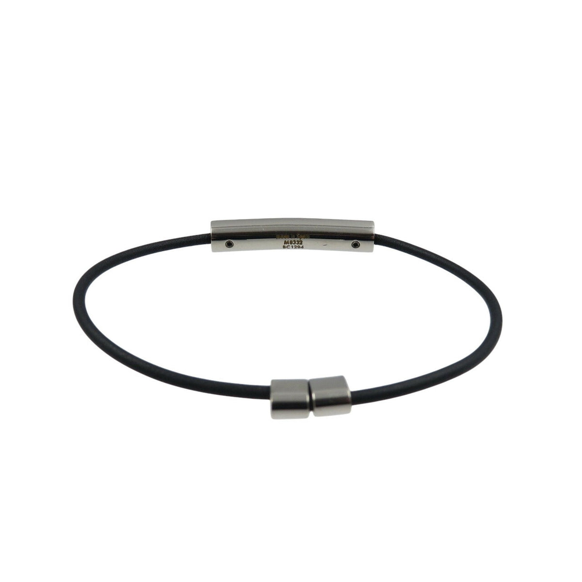 Champs Elysees Bracelet Leather and Metal Black and Silver