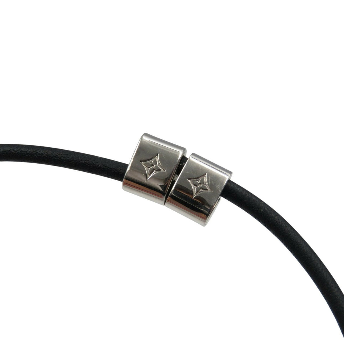 Champs Elysees Bracelet Leather and Metal Black and Silver