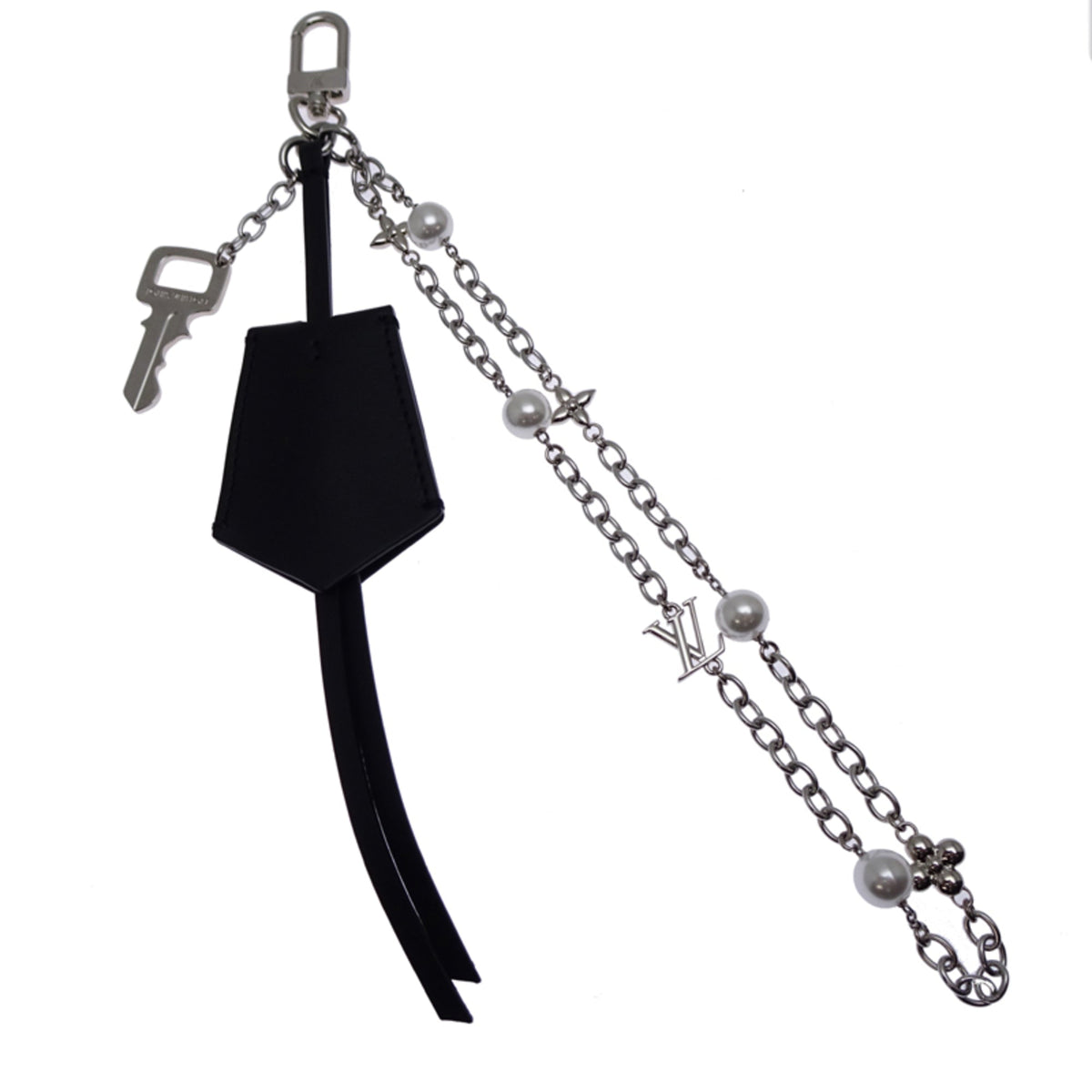 Charm Leather and Metal Black and Silver Handbag Charm