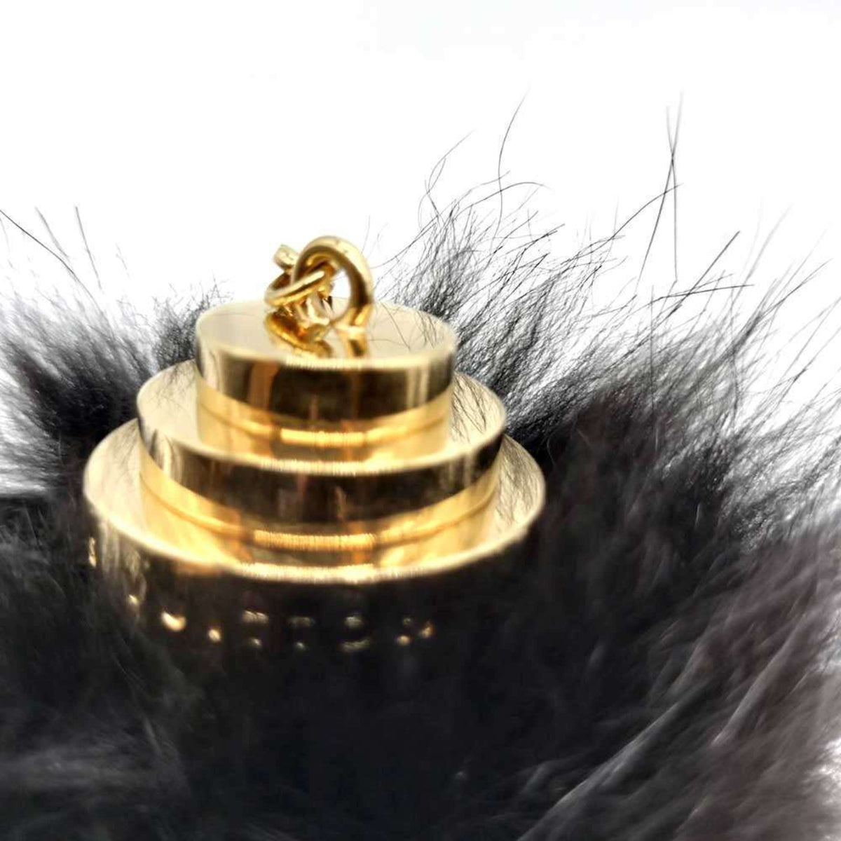 Fuzzy Bubble Fur Bag Charm Black Handbag Charm