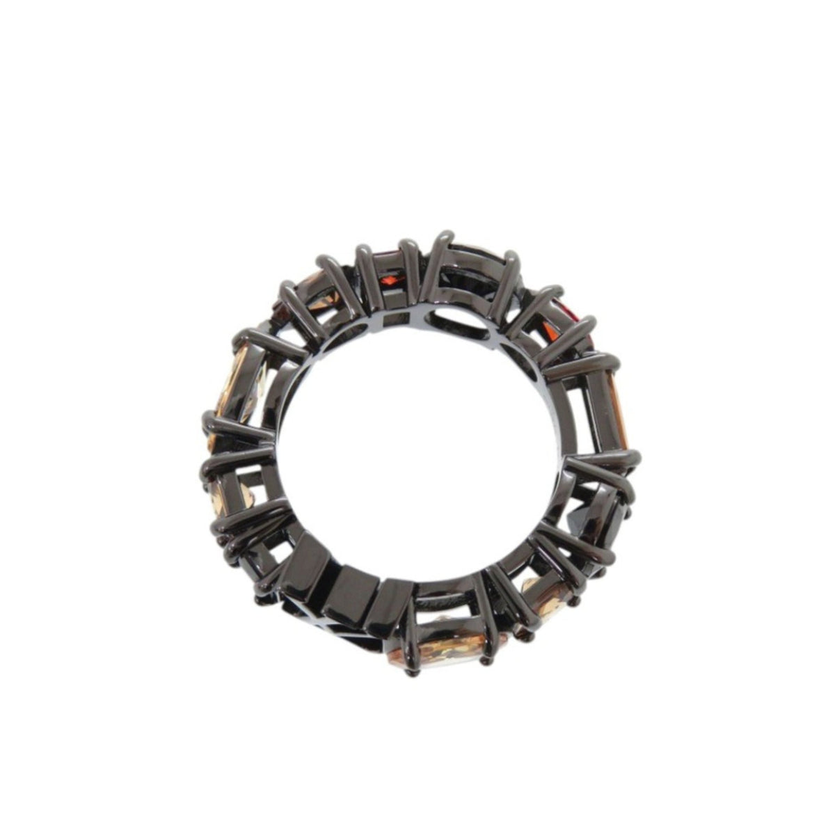 Band Ring Metal Black With Colored Stones