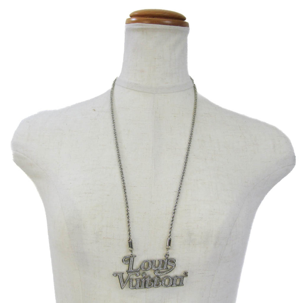 Pendant Necklace Metal with Rhinestone Silver