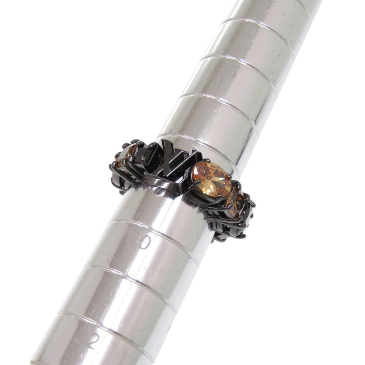 Band Ring Metal Black With Colored Stones