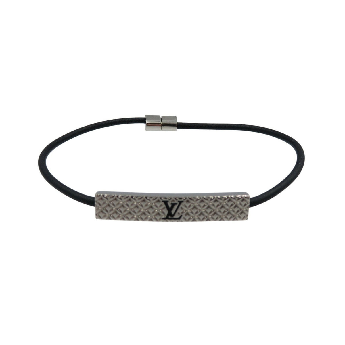 Champs Elysees Bracelet Leather and Metal Black and Silver