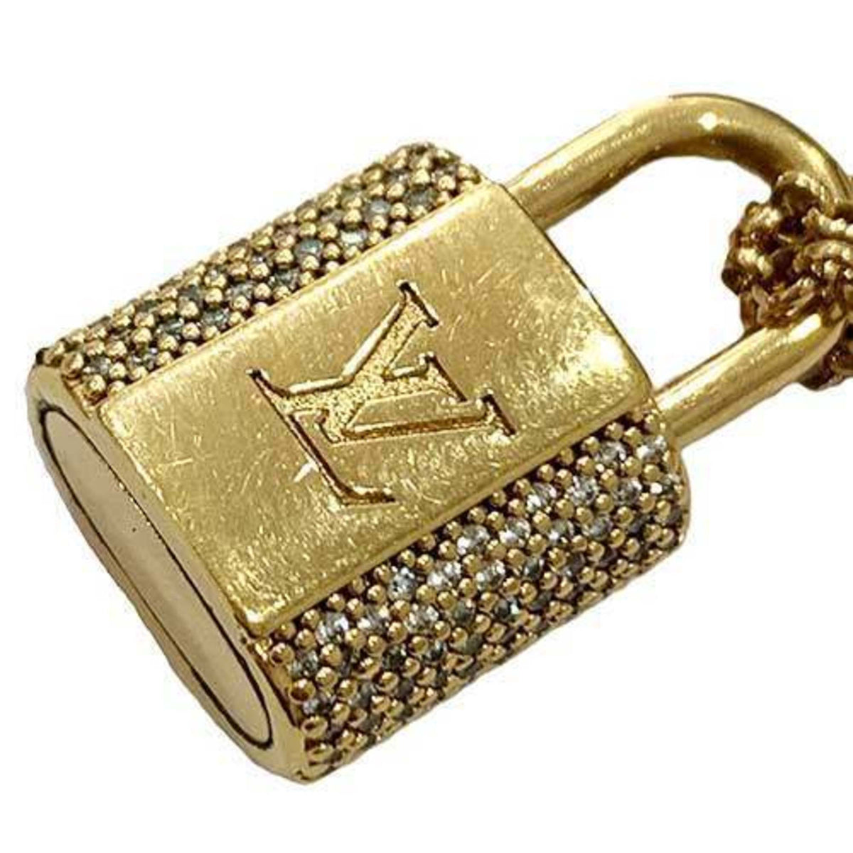 Padlock Pendant Necklace Metal with Rhinestone